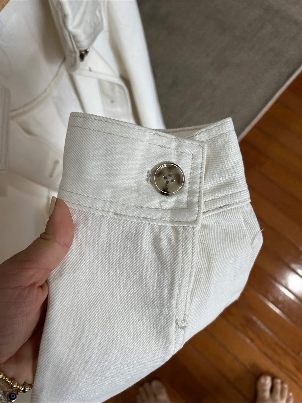 NWOT H&M Women's Cream Cotton Button-Front Jacket - Picture 5 of 5